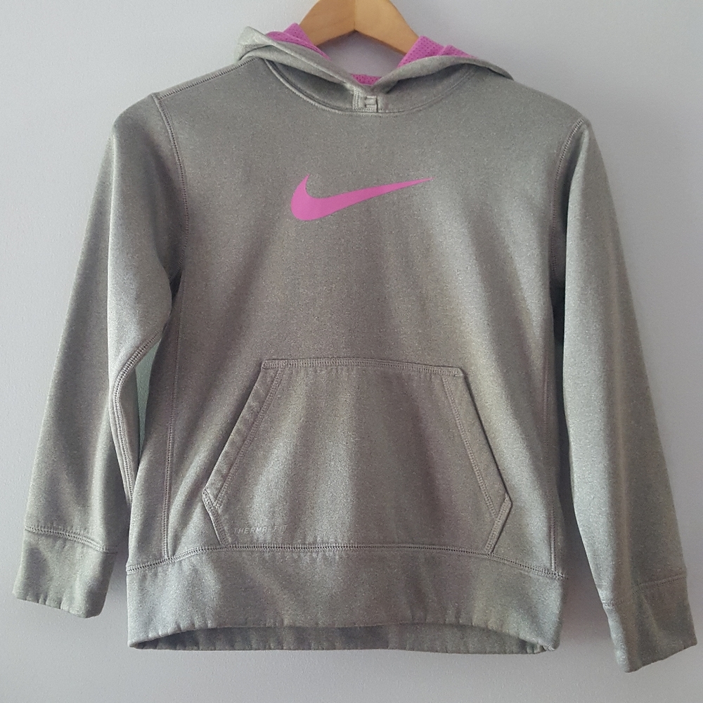 Nike Gray Therm Fit Hoodie Pullover with Kangaroo Front Pocket Size Medium